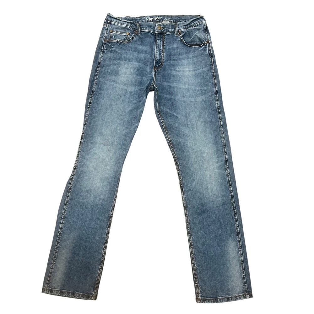 Wrangler Retro Slim Straight Leg‎ Jeans Mens 36x36 Blue Denim Western Cowboy